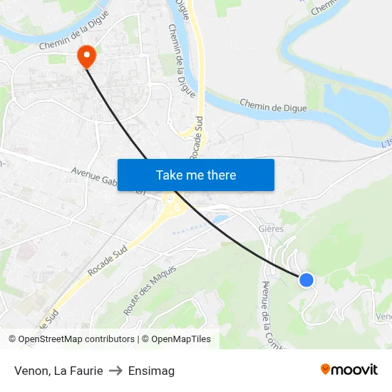 Venon, La Faurie to Ensimag map