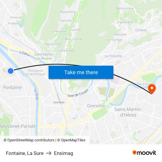 Fontaine, La Sure to Ensimag map