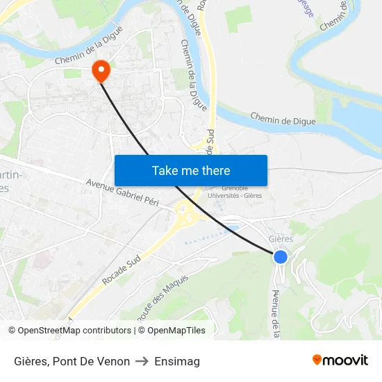 Gières, Pont De Venon to Ensimag map