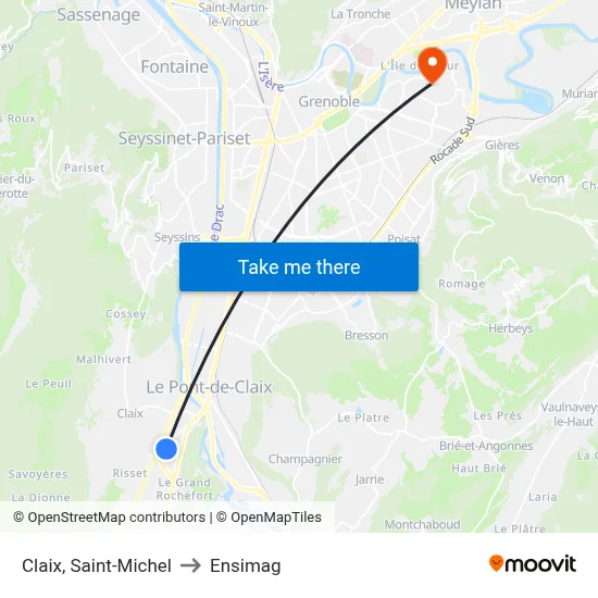Claix, Saint-Michel to Ensimag map
