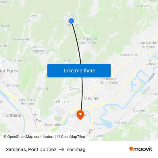 Sarcenas, Pont Du Croz to Ensimag map