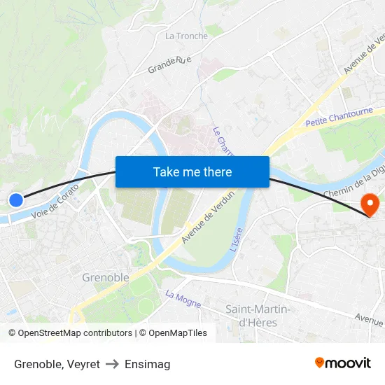 Grenoble, Veyret to Ensimag map