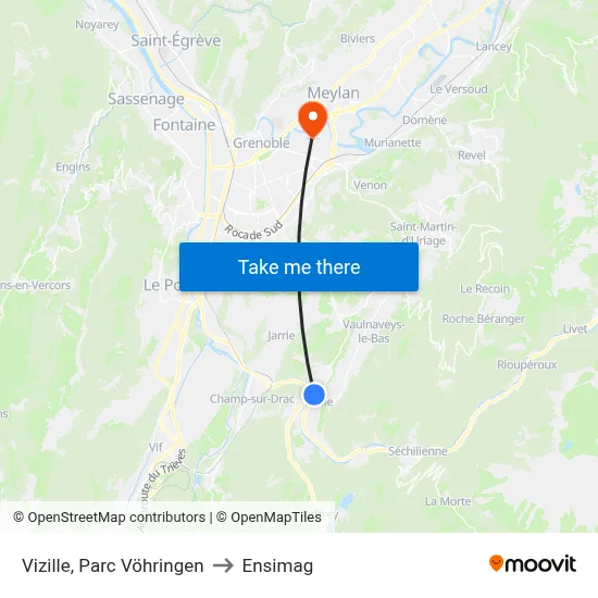 Vizille, Parc Vöhringen to Ensimag map