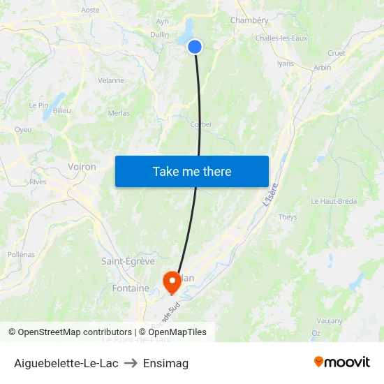 Aiguebelette-Le-Lac to Ensimag map