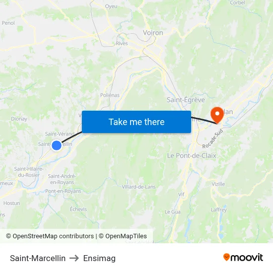 Saint-Marcellin to Ensimag map