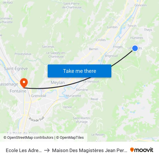 Ecole Les Adrets to Maison Des Magistères Jean Perrin map