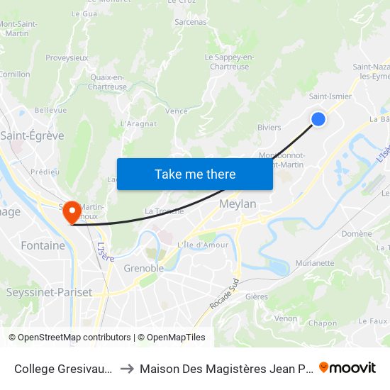 College Gresivaudan to Maison Des Magistères Jean Perrin map