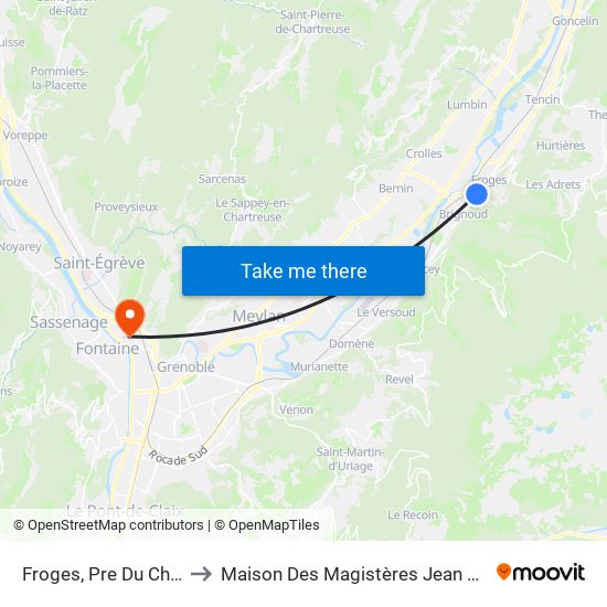 Froges, Pre Du Chene to Maison Des Magistères Jean Perrin map