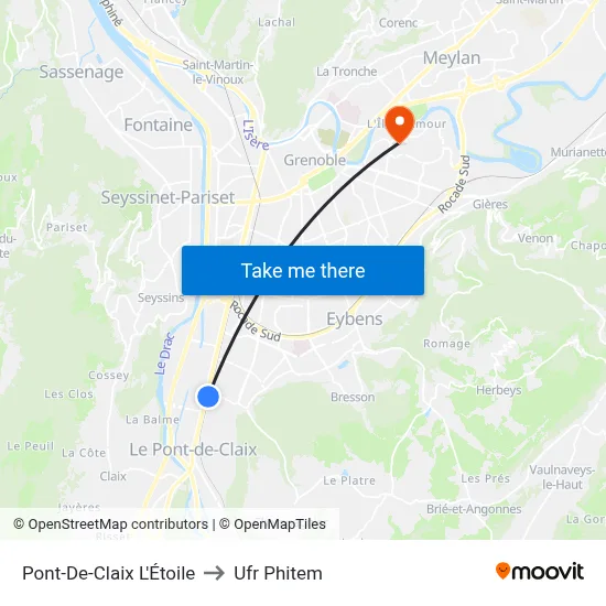 Pont-De-Claix L'Étoile to Ufr Phitem map