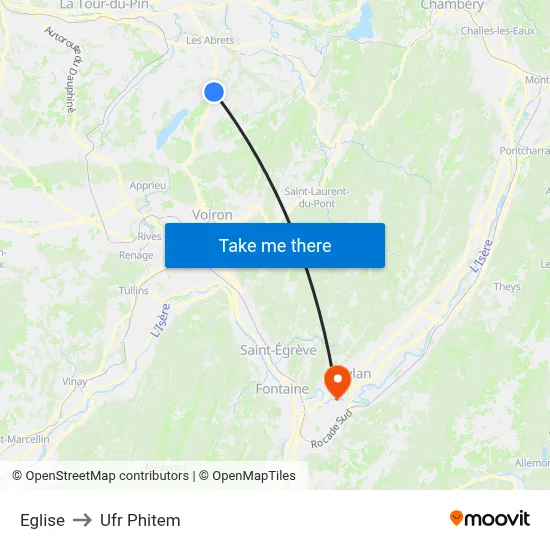 Eglise to Ufr Phitem map