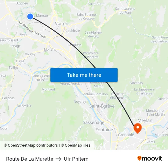 Route De La Murette to Ufr Phitem map