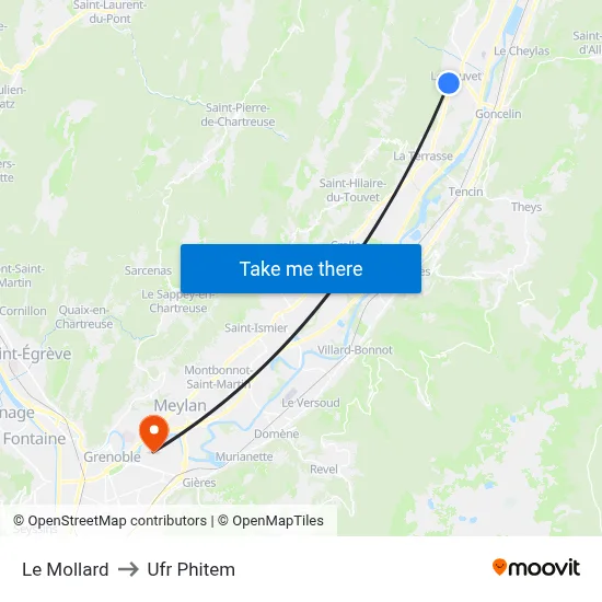 Le Mollard to Ufr Phitem map