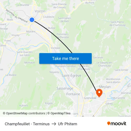Champfeuillet - Terminus to Ufr Phitem map