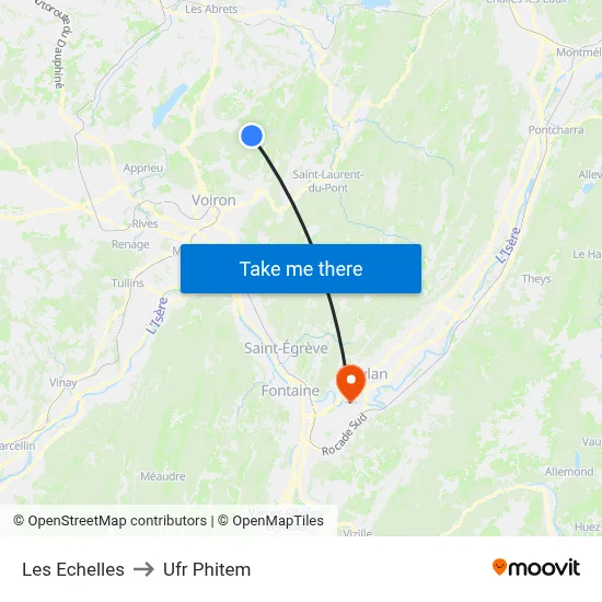 Les Echelles to Ufr Phitem map