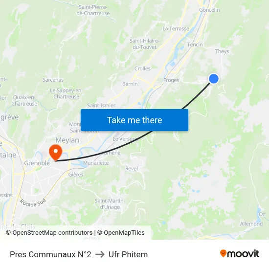 Pres Communaux N°2 to Ufr Phitem map