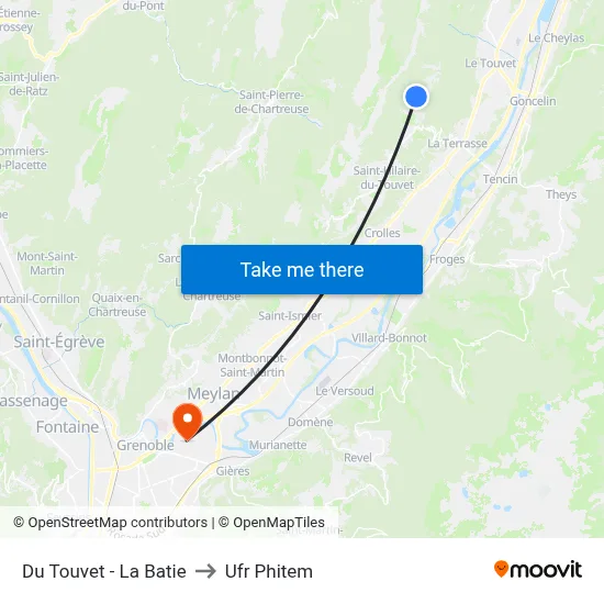 Du Touvet - La Batie to Ufr Phitem map