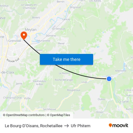 Le Bourg-D'Oisans, Rochetaillee to Ufr Phitem map