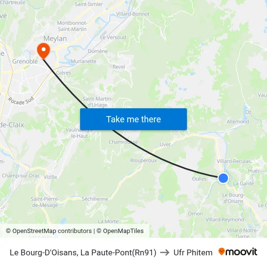 Le Bourg-D'Oisans, La Paute-Pont(Rn91) to Ufr Phitem map