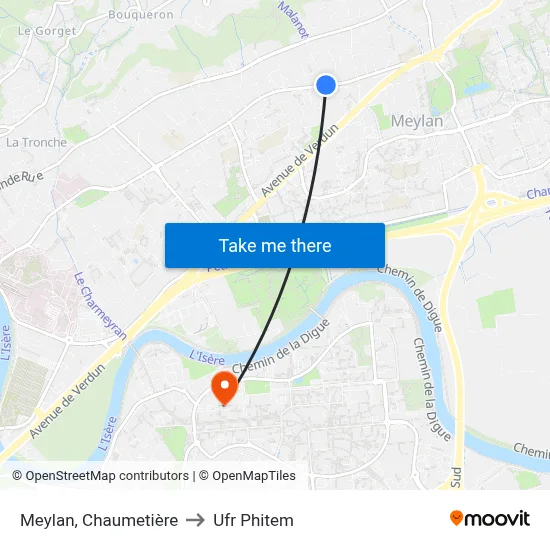 Meylan, Chaumetière to Ufr Phitem map