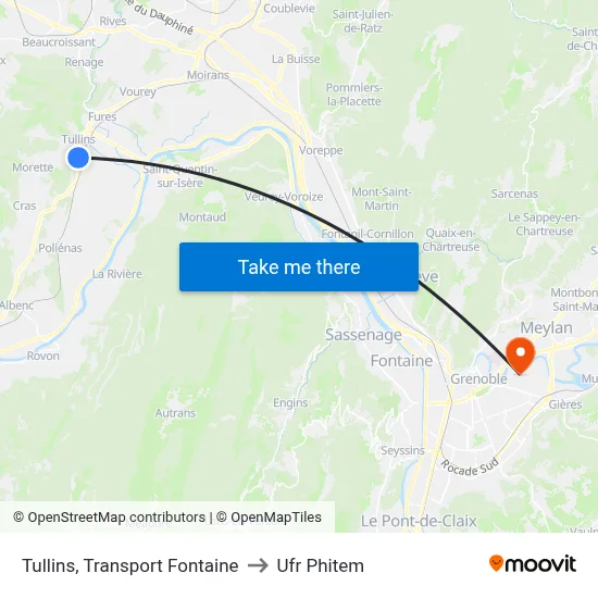 Tullins, Transport Fontaine to Ufr Phitem map
