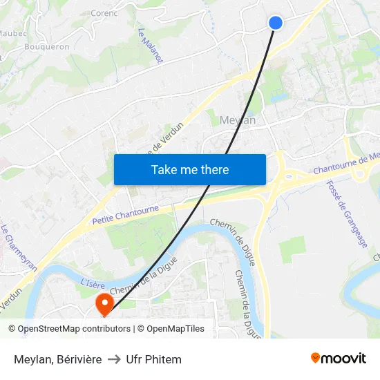Meylan, Bérivière to Ufr Phitem map