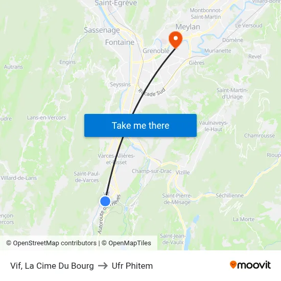 Vif, La Cime Du Bourg to Ufr Phitem map
