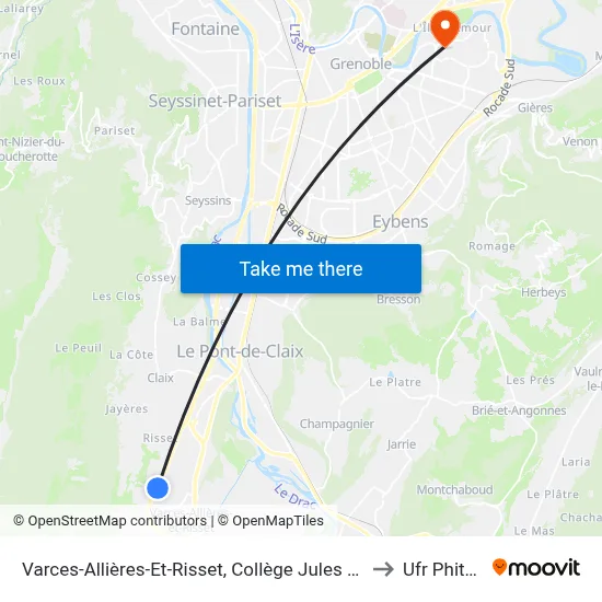 Varces-Allières-Et-Risset, Collège Jules Verne to Ufr Phitem map