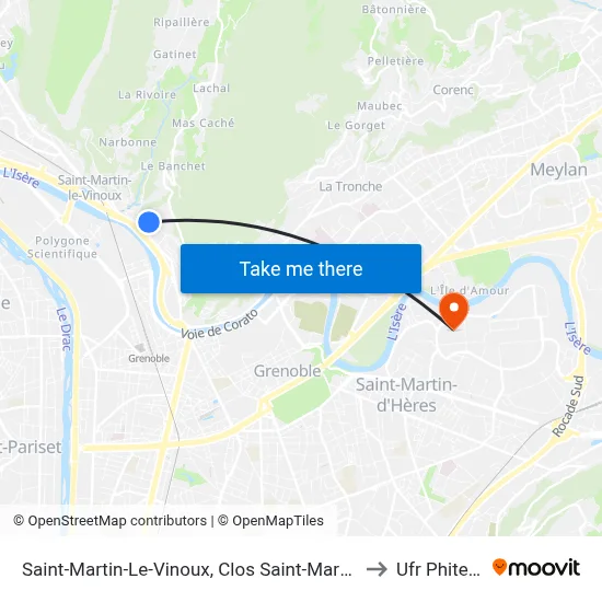 Saint-Martin-Le-Vinoux, Clos Saint-Martin to Ufr Phitem map
