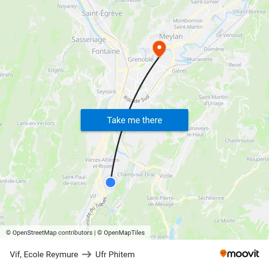 Vif, Ecole Reymure to Ufr Phitem map