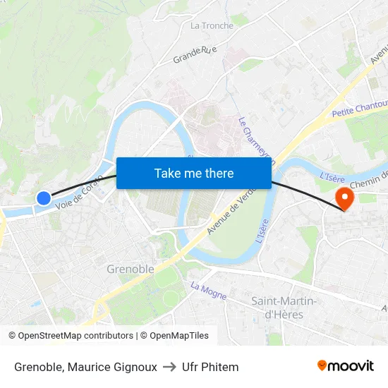 Grenoble, Maurice Gignoux to Ufr Phitem map