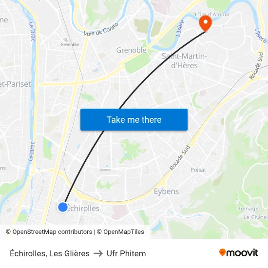 Échirolles, Les Glières to Ufr Phitem map