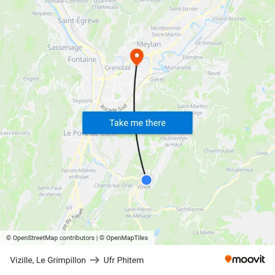 Vizille, Le Grimpillon to Ufr Phitem map
