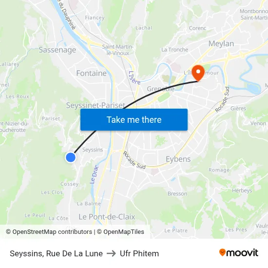 Seyssins, Rue De La Lune to Ufr Phitem map