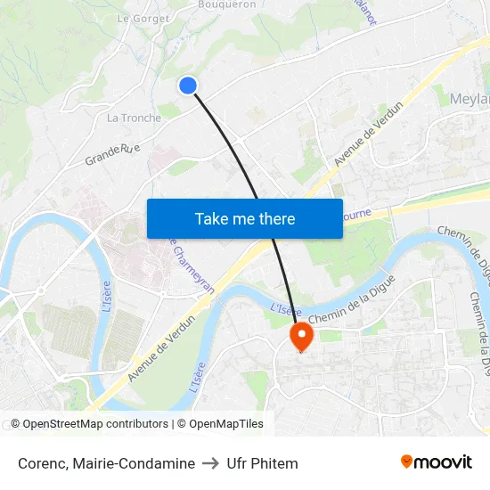 Corenc, Mairie-Condamine to Ufr Phitem map