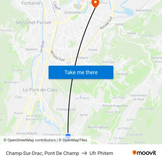 Champ-Sur-Drac, Pont De Champ to Ufr Phitem map