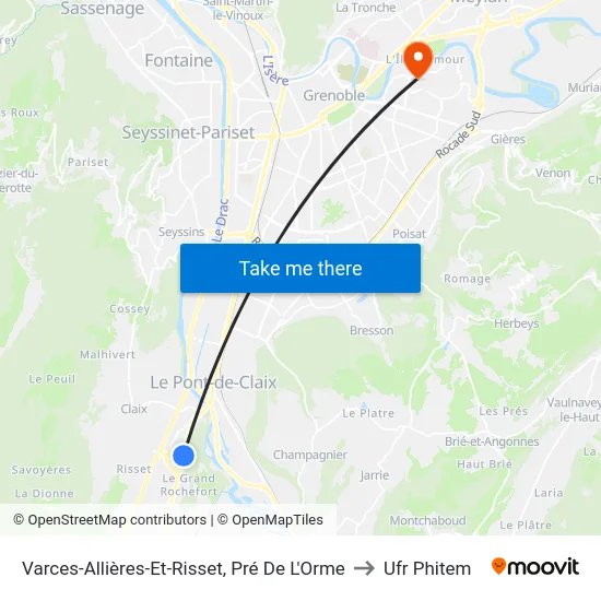 Varces-Allières-Et-Risset, Pré De L'Orme to Ufr Phitem map