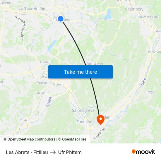 Les Abrets - Fitilieu to Ufr Phitem map