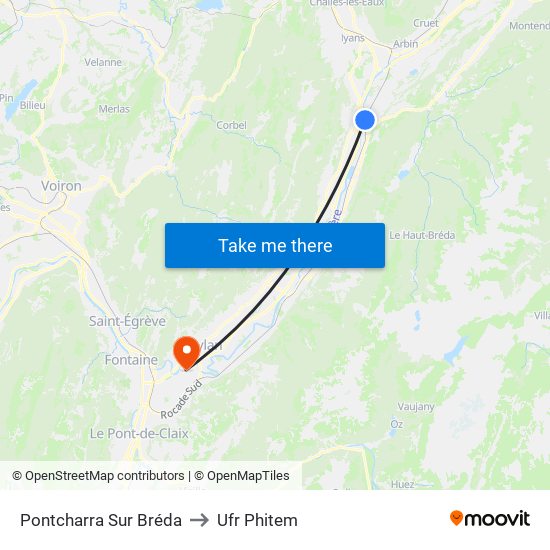 Pontcharra Sur Bréda to Ufr Phitem map