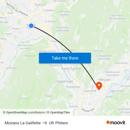 Moirans La Galifette to Ufr Phitem map