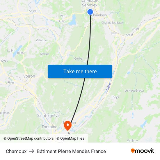 Chamoux to Bâtiment Pierre Mendès France map