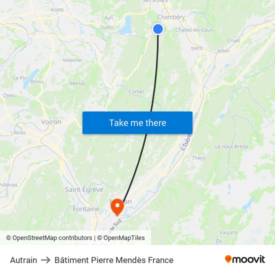 Autrain to Bâtiment Pierre Mendès France map