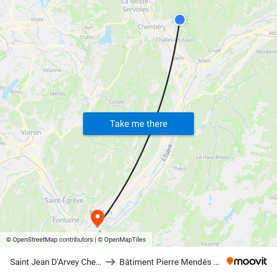 Saint Jean D'Arvey Chef Lieu to Bâtiment Pierre Mendès France map