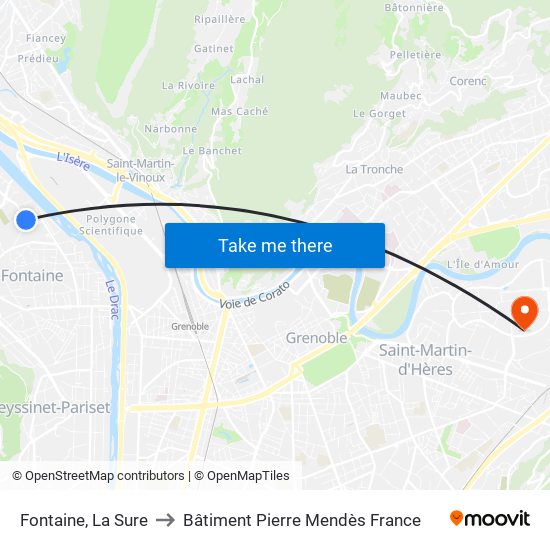 Fontaine, La Sure to Bâtiment Pierre Mendès France map