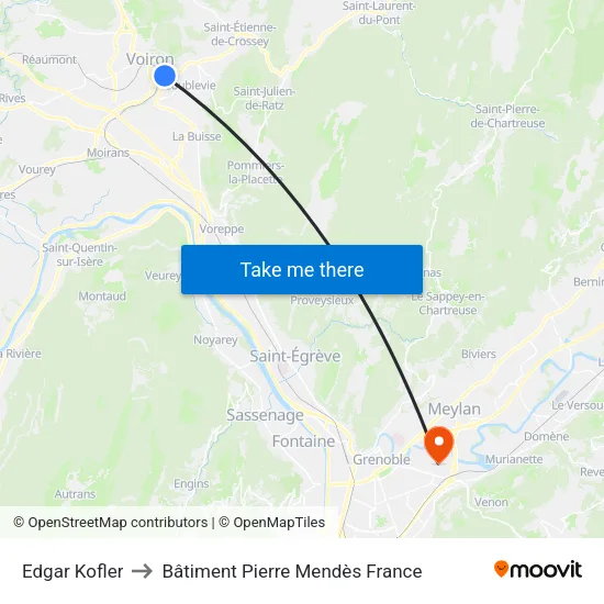 Edgar Kofler to Bâtiment Pierre Mendès France map