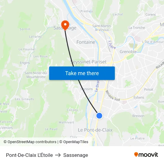 Pont-De-Claix L'Étoile to Sassenage map