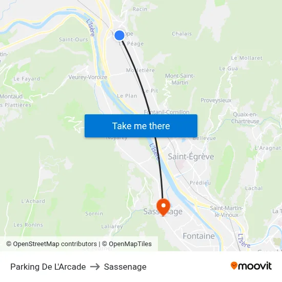 Parking De L'Arcade to Sassenage map