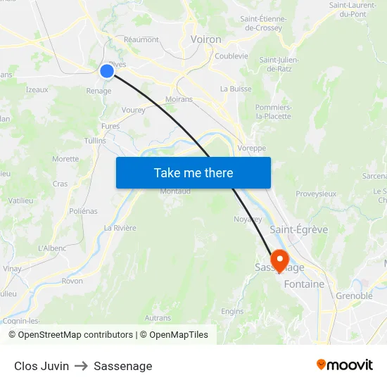 Clos Juvin to Sassenage map