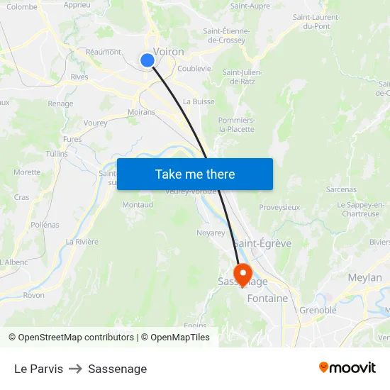 Le Parvis to Sassenage map