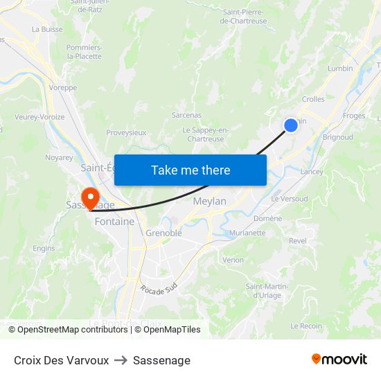 Croix Des Varvoux to Sassenage map