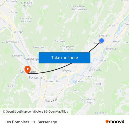 Les Pompiers to Sassenage map